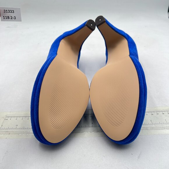 miss left Royal Blue Low Platform Chunky High Heel Slip On Round Toe Pump - Picture 7 of 8